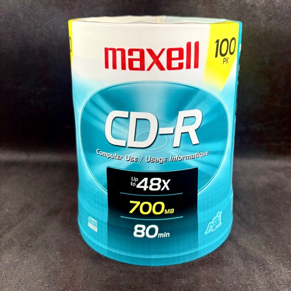 Maxell NEW CD R 100 Pack Recordable 48x Speed 700MB 80 Sealed Min - Picture 3 of 6